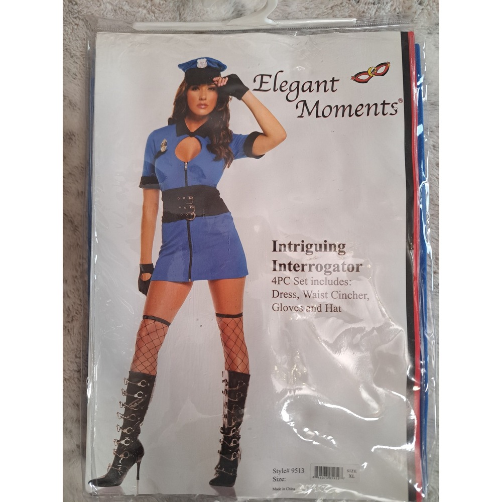Elegant Moments Intriguing Interrogator Police 4PC  Blue Costume Size Womens XL
